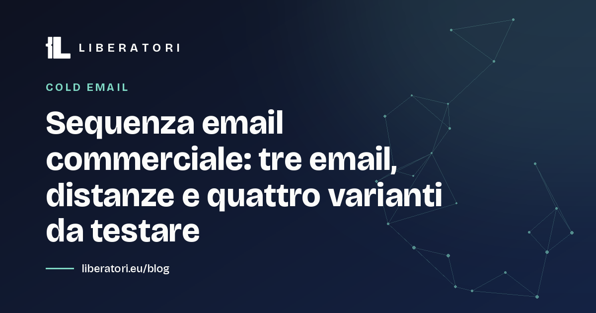 Sequenza email commerciale: tre email, distanze e quattro varianti da testare